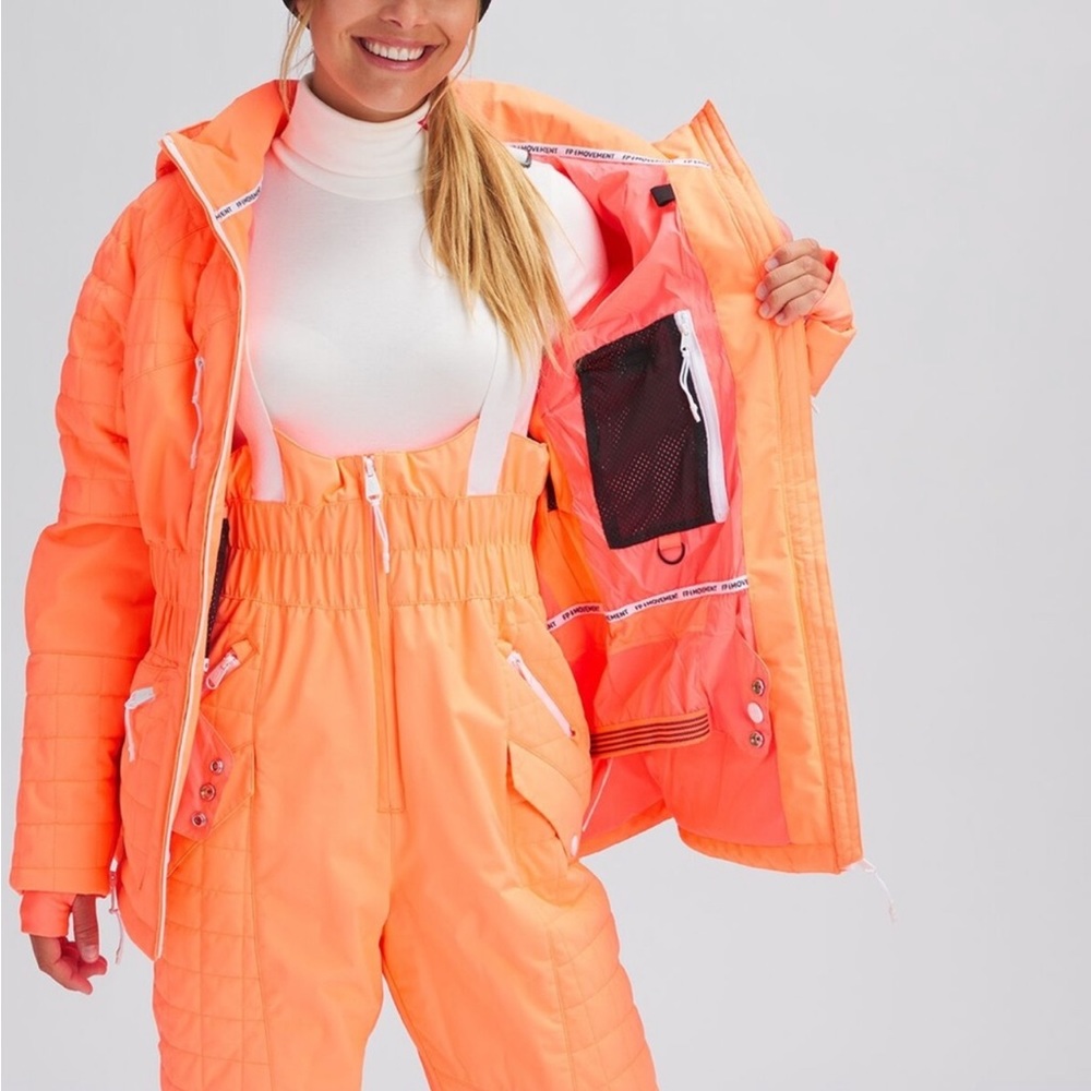 NWT Free People Movement All Prepped Ski Jacket Neon Coral